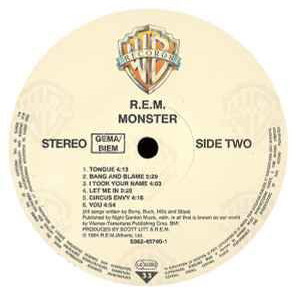 R.E.M. Monster vinyl record used, rock