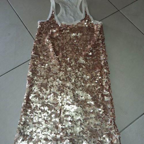 Divina dress beige with gold sequins like new, small