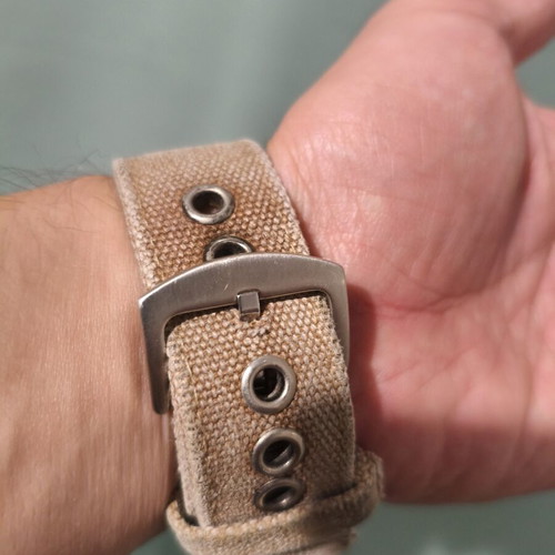 FEMA Quartz B1059 men's watch used, beige fabric strap