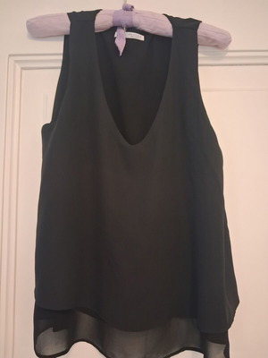 Zara black sleeveless top with double hem, medium