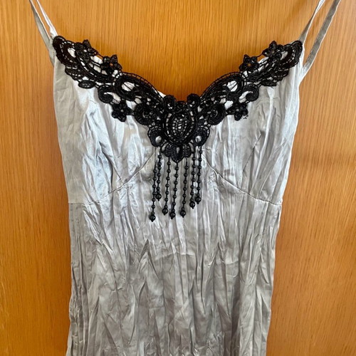 Satin lingerie top Medium with embroidered lace and stones