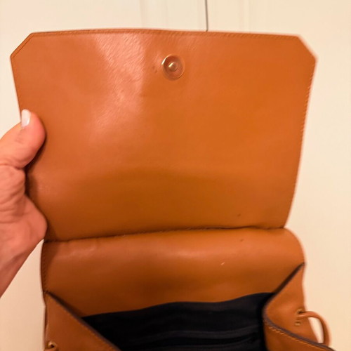 Sona de Nisco genuine leather convertible backpack shoulder bag cognac brown like new