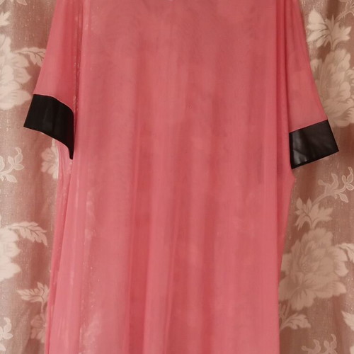 Tulle Sheer Blouse Dress like new, xxl-xxxl, pink with leather trims