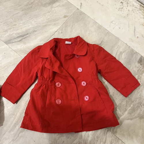 Mauli red toddler trench coat like new, size 98 cm, 2 years