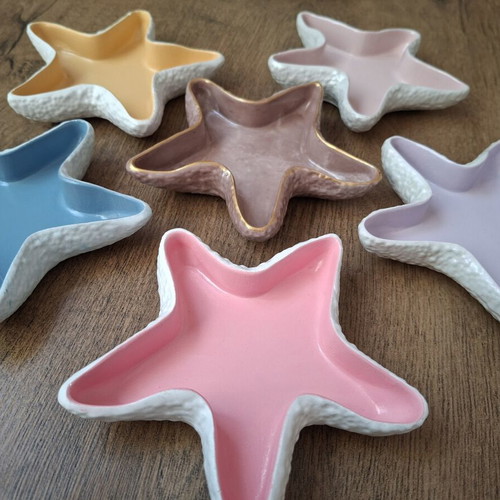 Handmade starfish plaster decor with acrylic paint, new