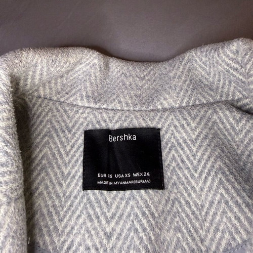 Bershka coat XS gray like new, oversize herringbone