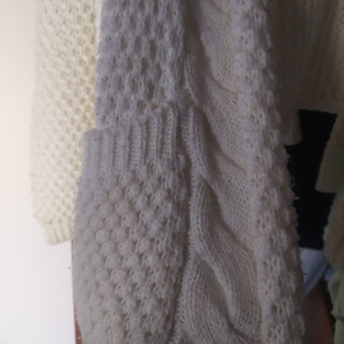Knitted asymmetric cardigan used, white, size S