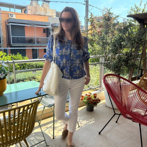 Zara blue shirt medium like new with palm tree print