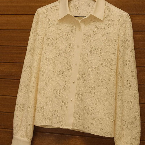 White lace long-sleeve shirt