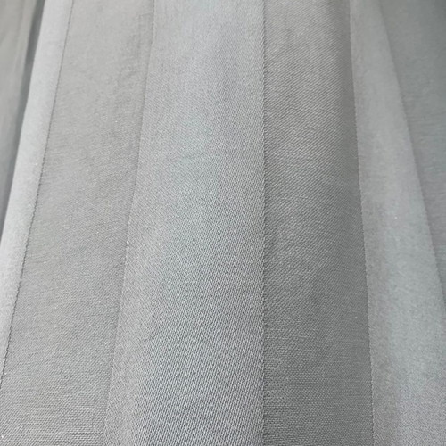 Gray striped curtains used, 3 panels