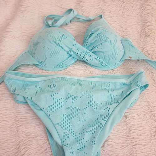 Next Mint Green Lace Padded Wired Plunge Bikini Set new with tags