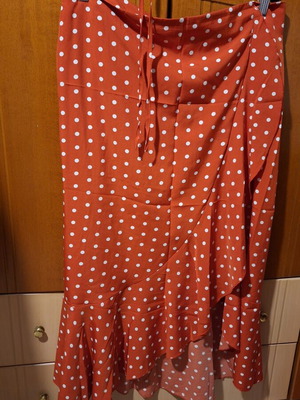 Shein polka dot skirt and crop top set, red and white