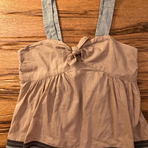 Kookai linen top medium like new, beige with turquoise details