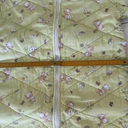 Baby quilted sleeping bag used, 0-6 months, green with bears