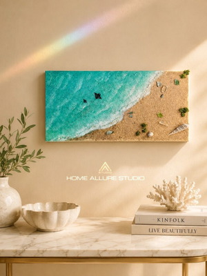 Συλλεκτικός χειροποίητος καμβάς beach diorama 40x20 cm καινούργιο