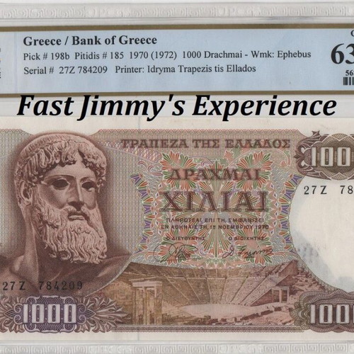 Greece 1000 Drachmai 1970 banknote PCGS Choice UNC 63 PPQ