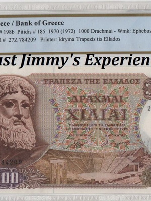 Greece 1000 Drachmai 1970 banknote PCGS Choice UNC 63 PPQ