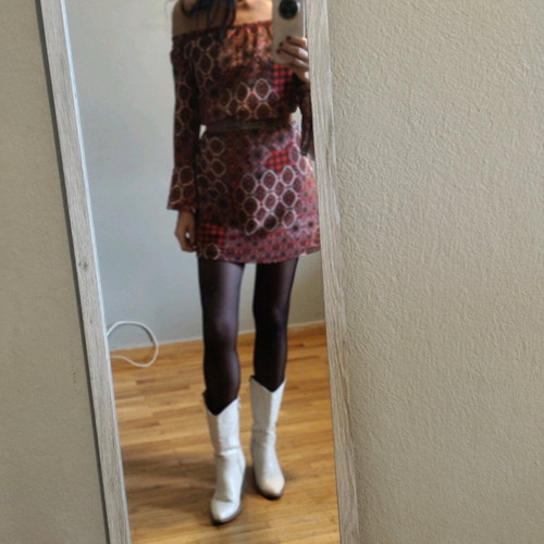 Tunic mini dress in red brown shades new