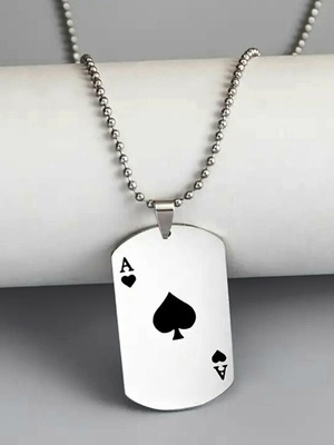 Stainless steel necklace with ace of spades pendant new