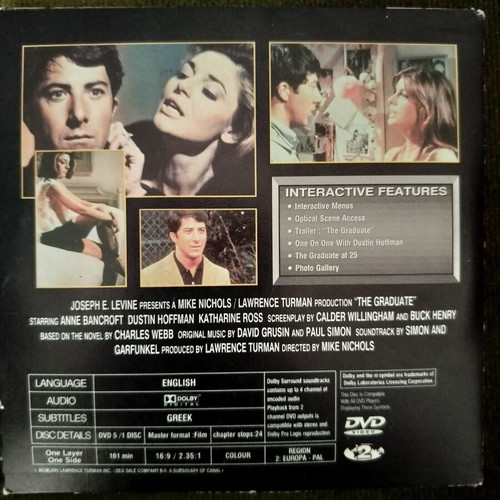 The Graduate DVD, adventure romantic social film with subtitles