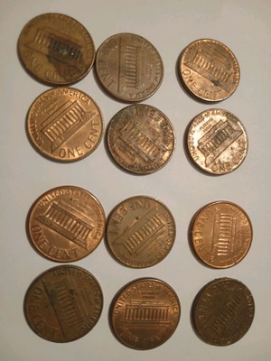 Κέρματα 1 cent μεταχειρισμένα, πακέτο 12, ΗΠΑ 60'-90'