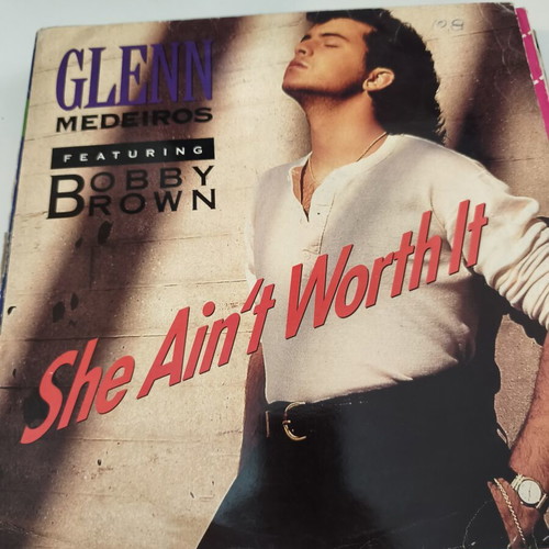 Glenn Medeiros feat Bobby Brown She Ain't Worth It vinyl maxi single used
