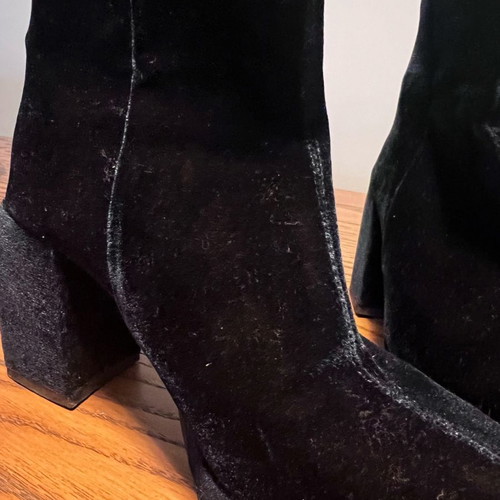 Zara blue velvet ankle boots like new, high heels