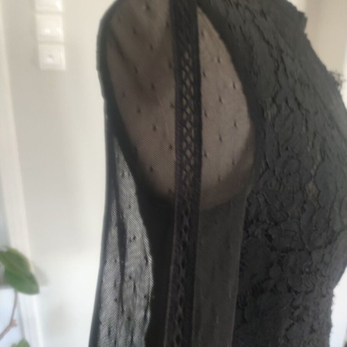 Guess Black Blouse S/M Like New With Transparent Sleeves