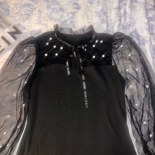 Shein blouse with pearls new, size XL, black