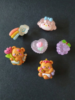 Crocs charms set with cute bears like new, multicolor, purple