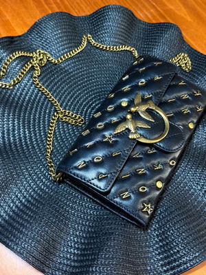 Pinko shoulder bag like new, black with gold details