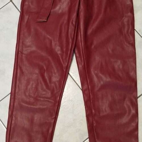 Leather pants for girls like new, burgundy, size 16
