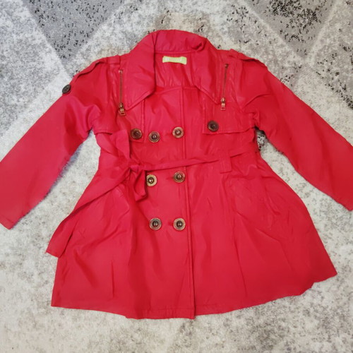 Red spring/autumn trench coat for 5-6 years old girl, like new