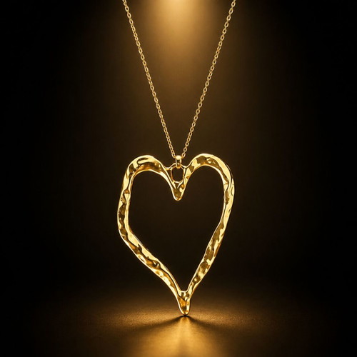 Steel hammered heart necklace minimal luxury design new