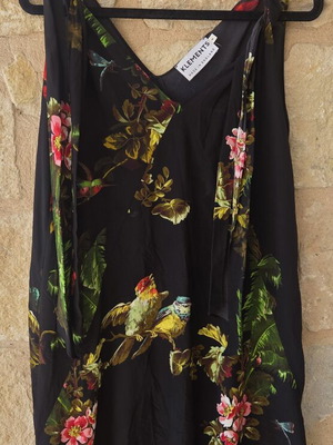 Klements London Luxury Designer Tropical Bird & Floral Print Dress like new
