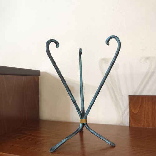 Metal plant pot stand like new with gold detail
