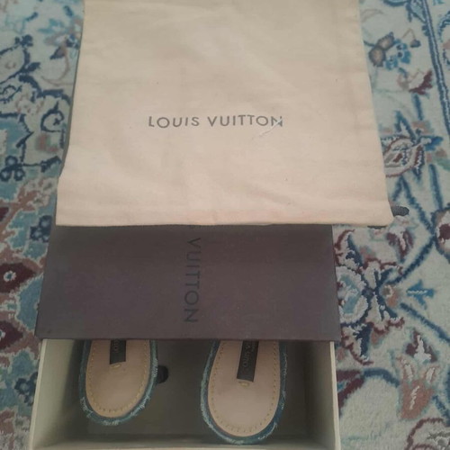 Louis Vuitton denim mule slippers size 36.5 like new with box and Dust Bag