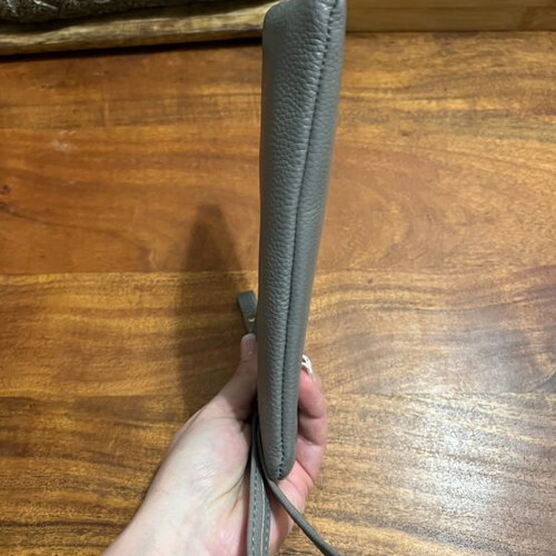 Gray leather pouch new