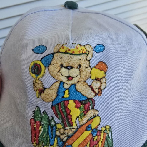 Children's hat with Have Fun print, white and green