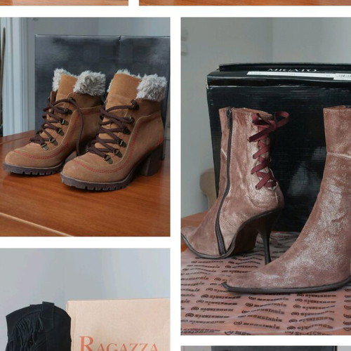 Winter woman's boots used, pack of 8, black and brown