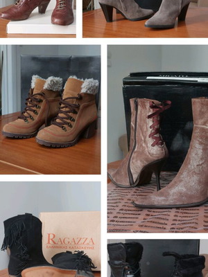 Winter woman's boots used, pack of 8, black and brown