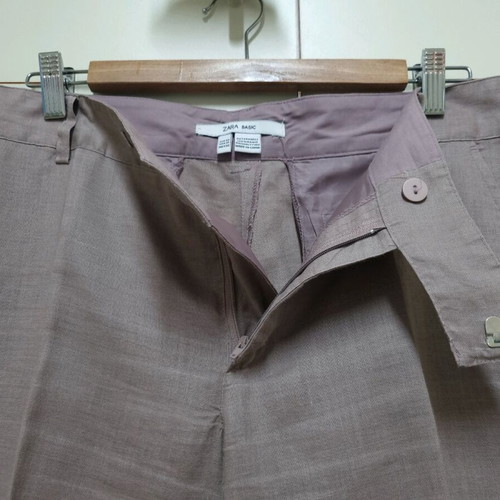 Zara women's linen pants like new, size L, earthy color
