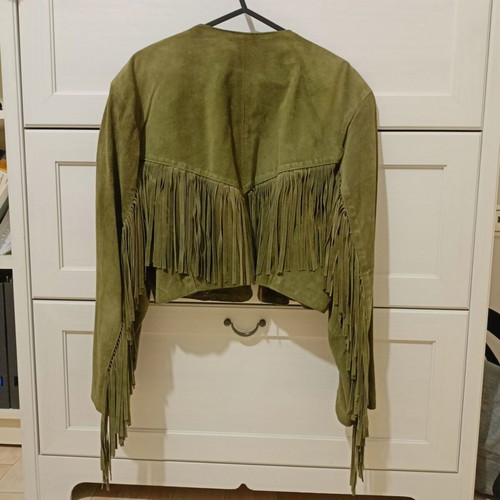 Vintage Italian Castori Jacket with Fringes like new, 100% Genuine Leather