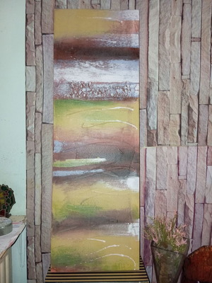 Canvas painting with relief and two hanging options 30" x 90"