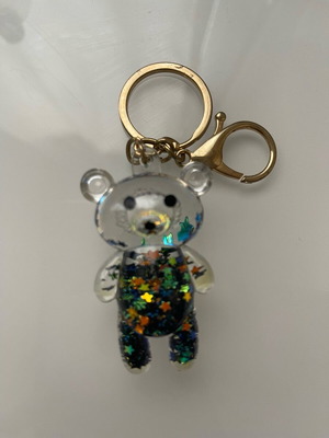 Bear keychain like new, blue and gold