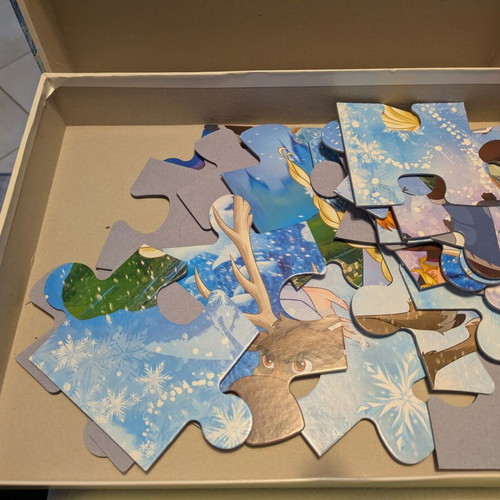 Puzzle and board game for toddlers used, Frozen and mermaid puzzles