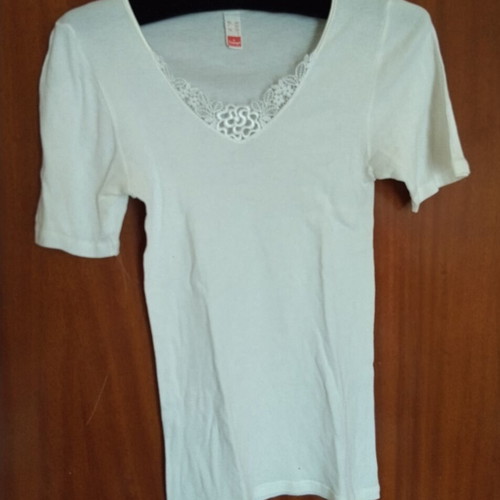 Triumph women's cotton shirt with lace, size 38, new, white