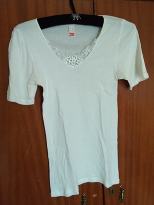 Triumph women's cotton shirt with lace, size 38, new, white