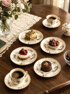 Douwe Egberts vintage σετ 6 επάργυρων κουταλιών καφέ με πορσελάνινη θήκη