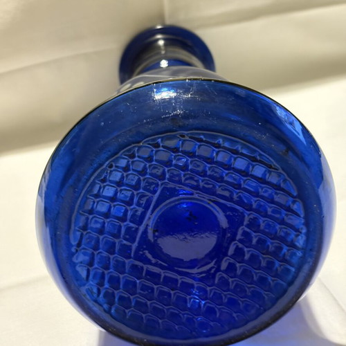 Hookah vase from Ioannina, electric blue with gold designs